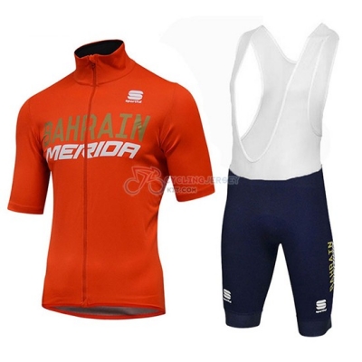 2018 Bahrain Merida Ss Cycling Jersey Kit Short Sleeve orange